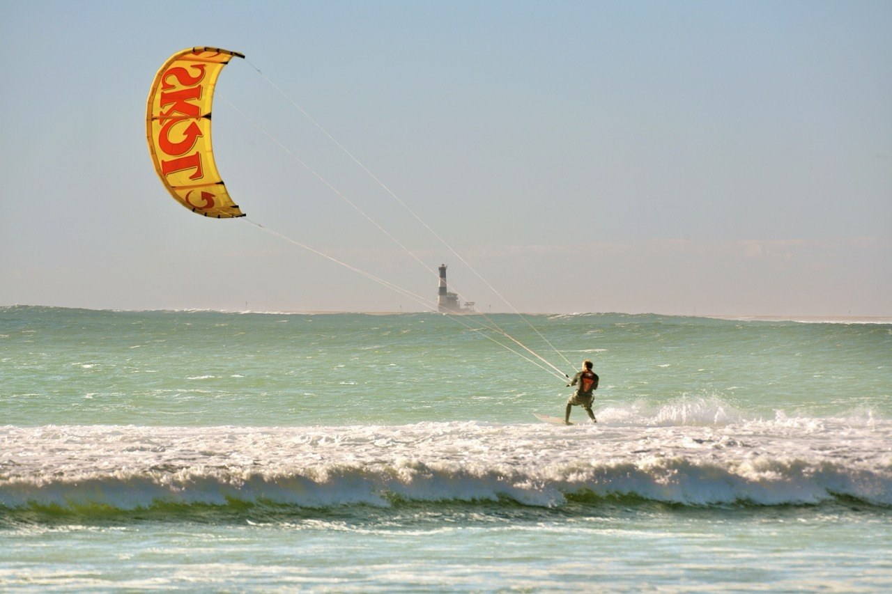 Kitesurfer jumping in the air